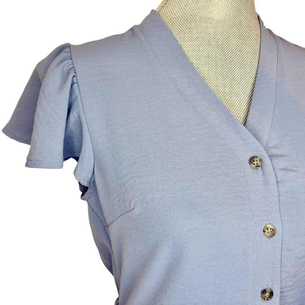 Lucky Brand Blue Buttoned A-Line Dress - Picture 3 of 11